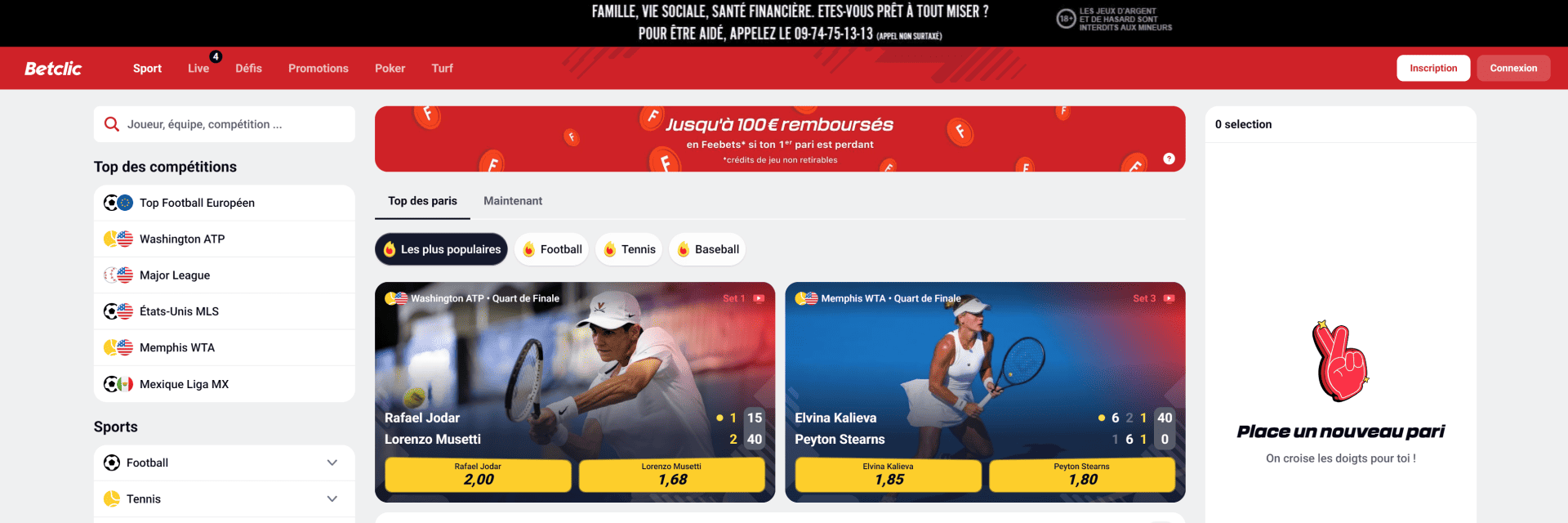 Screenshot of the Betclic website